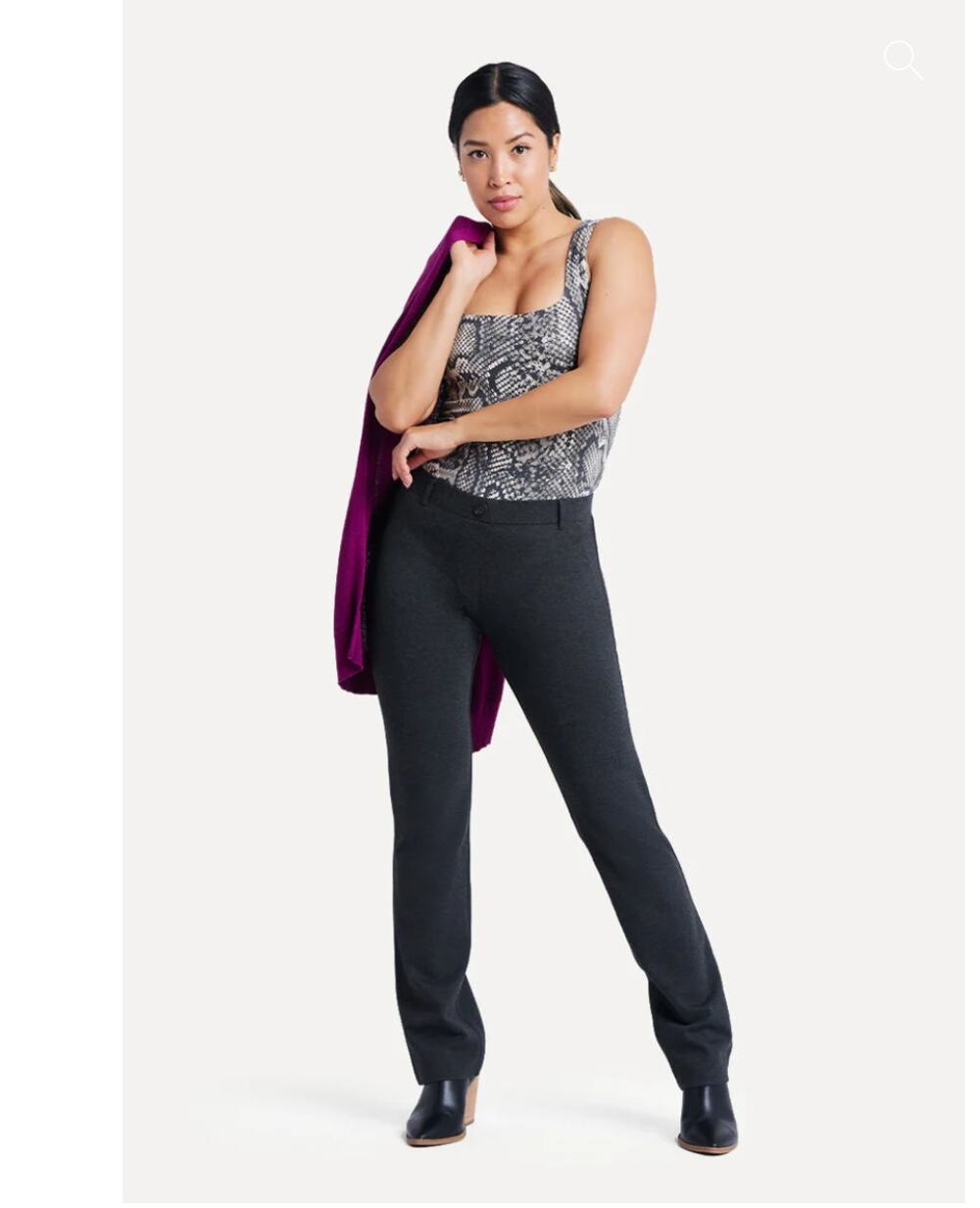 Betabrand Straight-Leg Dress Yoga Pant Charcoal Grey Size Medium Petite